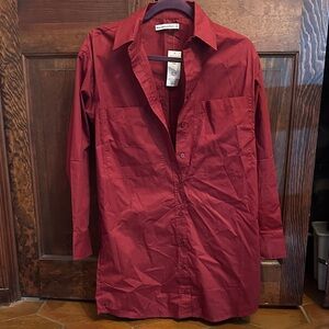 Abercrombie & Fitch Deep Red Casual Button-Down Shirt